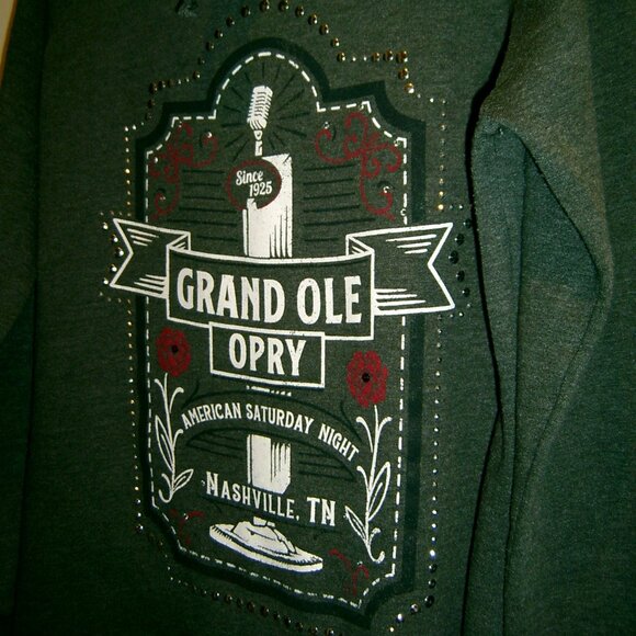 Grand Ole Opry Hoodie Grey Bling Light Sweatshirt, Size L - Picture 2 of 4